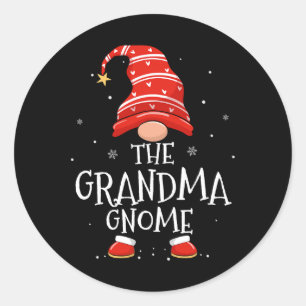 Sticker Rond Grand-mère Gnome Xmas Famille Matching Funky Chris
