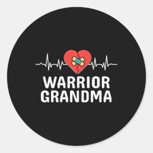 Sticker Rond Grand-mère guerrière du cœur Maladie cardiaque con