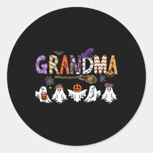 Sticker Rond Grand-mère Halloween Boo Fantôme Costume d'horreur