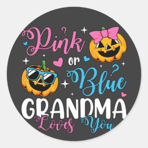 Sticker Rond Grand-Mère Rose Ou Bleu Vous Aime Bébé Citrouille