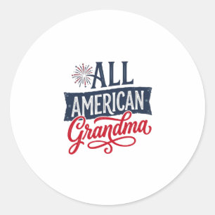 Sticker Rond Grand-mère tout américaine, conception de feu d'ar