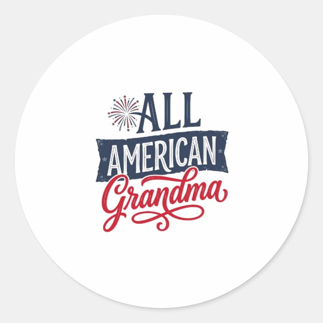 Sticker Rond Grand-mère tout américaine, conception de feu d'ar (Devant)