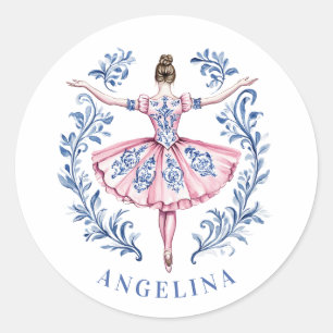 Sticker Rond Grand-millénaire Noël Damask Ballerina