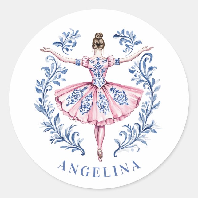 Sticker Rond Grand-millénaire Noël Damask Ballerina (Devant)