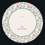 Sticker Rond Grand millénaire vert et rouge traditionnel - De/v<br><div class="desc">Fêtez votre première saison de vacances en tant que nouveau mariés avec notre collection de cartes de Noël Motif Grand Millennial. Avec des designs intemporels et d'inspiration vintage avec une touche moderne, ces cartes ajoutent une touche d'élégance à vos voeux de vacances. Customisez chaque carte pour partager votre amour et...</div>