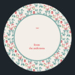 Sticker Rond Grand millénaire vert et rouge traditionnel - De/v<br><div class="desc">Fêtez votre première saison de vacances en tant que nouveau mariés avec notre collection de cartes de Noël Motif Grand Millennial. Avec des designs intemporels et d'inspiration vintage avec une touche moderne, ces cartes ajoutent une touche d'élégance à vos voeux de vacances. Customisez chaque carte pour partager votre amour et...</div>