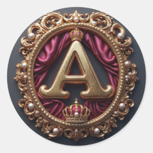 Sticker Rond Grand monogramme A sur velours rouge