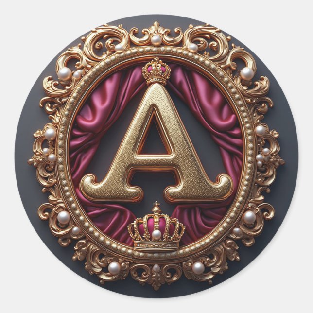 Sticker Rond Grand monogramme A sur velours rouge (Devant)