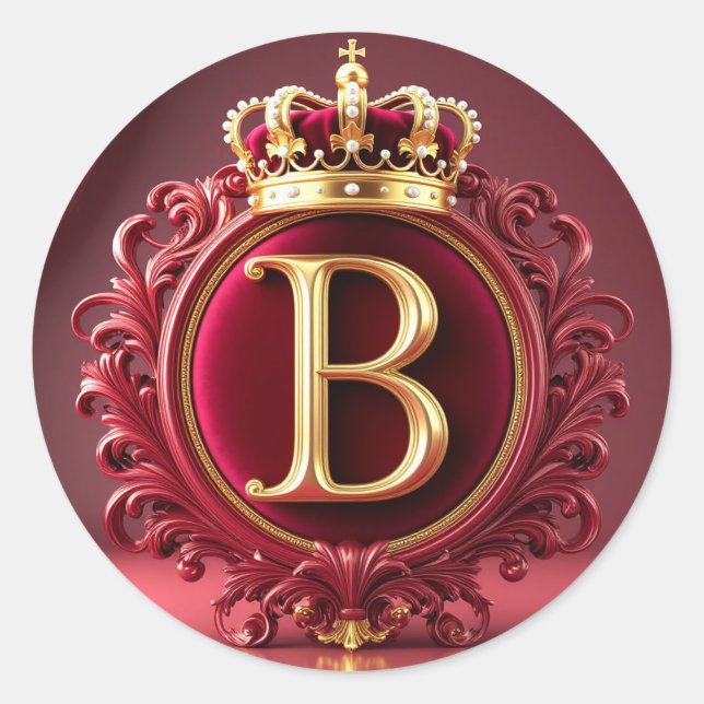 Sticker Rond Grand monogramme B sur velours rouge (Devant)