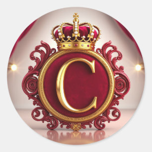 Sticker Rond Grand monogramme C sur velours rouge
