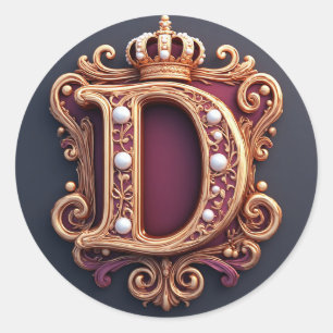 Sticker Rond Grand Monogramme D sur Velours Rouge