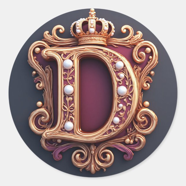 Sticker Rond Grand Monogramme D sur Velours Rouge (Devant)