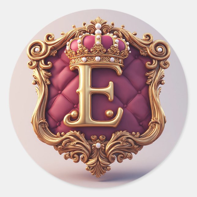 Sticker Rond Grand monogramme E sur velours rouge (Devant)