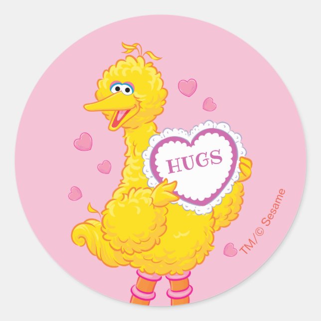 Sticker Rond Grand Oiseau de la Saint-Valentin (Devant)