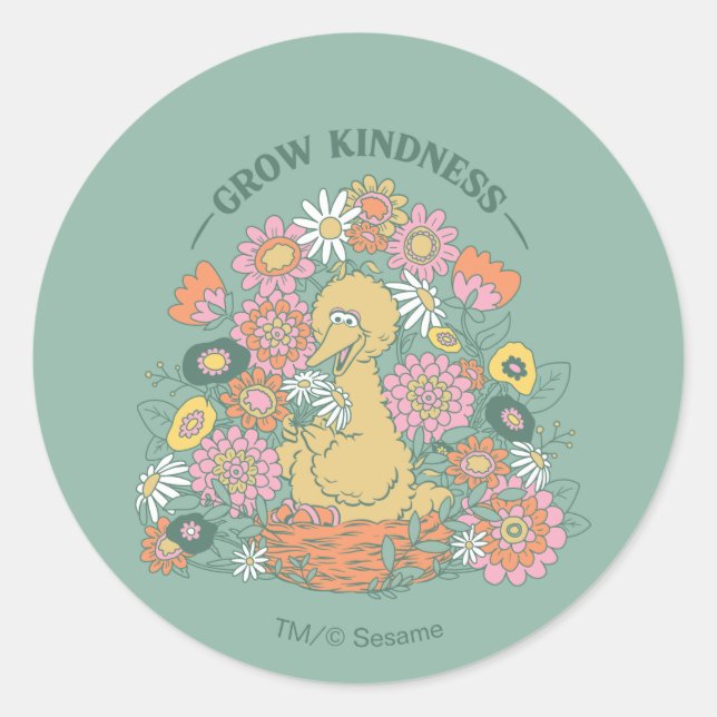 Sticker Rond Grand Oiseau | Floral graphique de bonté (Devant)
