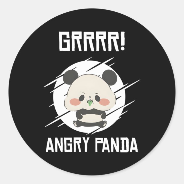 Sticker Rond Grand Pandas en colère Sauvage Panda Bamboo (Devant)