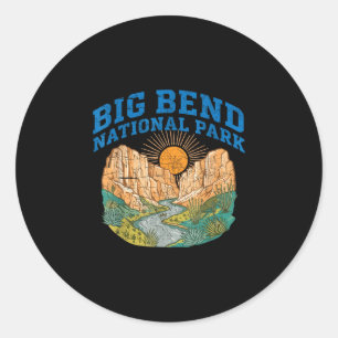 Sticker Rond Grand parc national de Big Bend canyon rétro solei