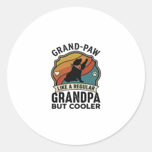 Sticker Rond Grand Paw Grand-père Chien Rétro Coucher de soleil
