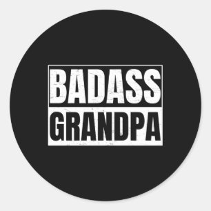 Sticker Rond Grand-père Badass Pour Grand-Père