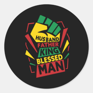 Sticker Rond Grand-père Cadeau   Père Et Roi Du Mari