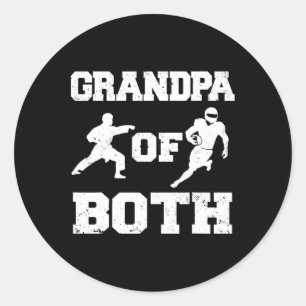 Sticker Rond Grand-Père De Football Amusant Et Karate Grand-pa