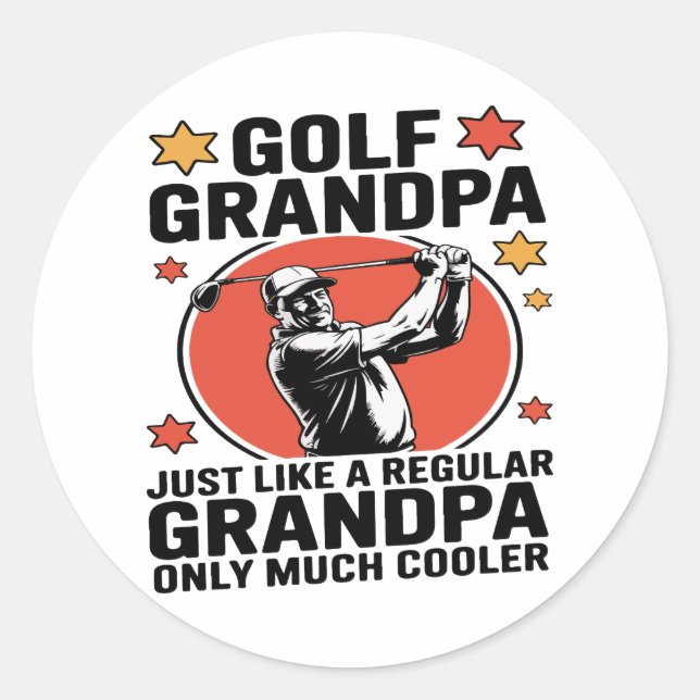 Sticker Rond Grand-père de golf comme un grand-père régulier (Devant)