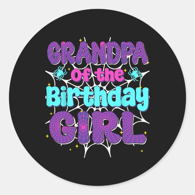 Sticker Rond Grand-Père De L'Anniversaire Fille Araignée Web Fa (Devant)
