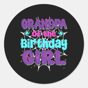 Sticker Rond Grand-Père De L'Anniversaire Fille Araignée Web Fa