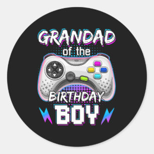 Sticker Rond Grand-Père De L'Anniversaire Jeu Vidéo Garçon B-da