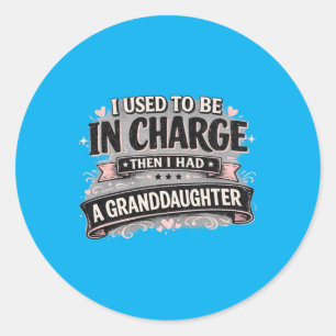 Sticker Rond Grand-père drôle et petite-fille Grand-parent fier