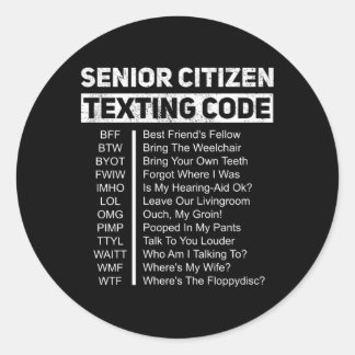 Sticker Rond Grand-Père Du Code De Textes Des Personnes Âgées