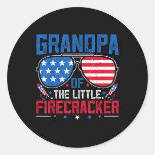 Sticker Rond Grand-Père Du Petit Frappe Usa Drapeau 4ème De