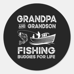 Sticker Rond Grand-Père Et Grand-Fils Buddies De Pêche Pour Vie