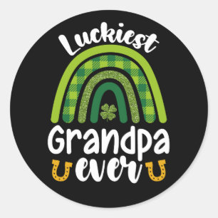 Sticker Rond Grand-père le plus chanceux jamais famille St Patr