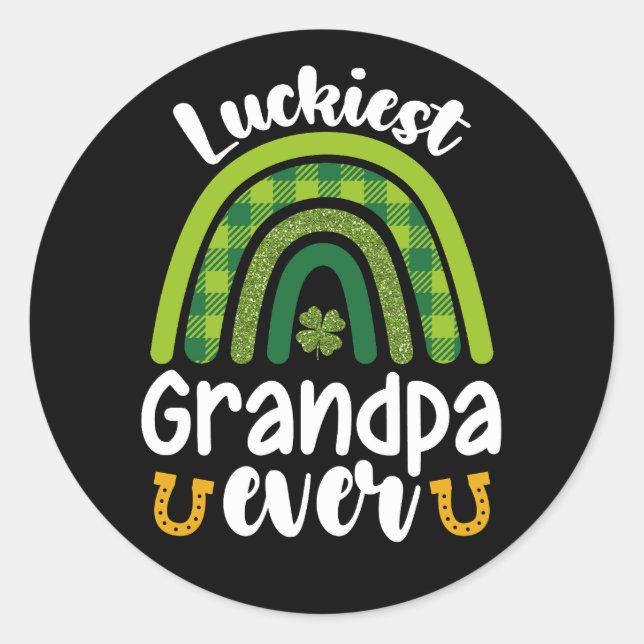 Sticker Rond Grand-père le plus chanceux jamais famille St Patr (Devant)