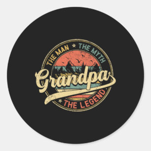 Sticker Rond Grand-Père L'Homme Le Mythe La Légende Distressé G