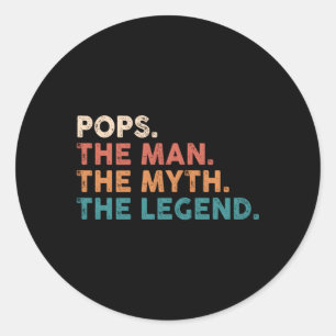 Sticker Rond Grand-Père Pop Le Mythe La Légende Fête des pères