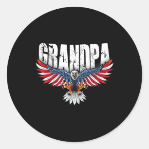 Sticker Rond Grand-père Vintage Drapeau Usa Aigle Chauve Patrio