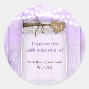 Sticker Rond Grand pot Mason & Lavande Violet Favor rustique