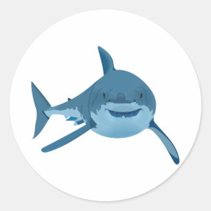 STICKER ROND GRAND REQUIN BLANC