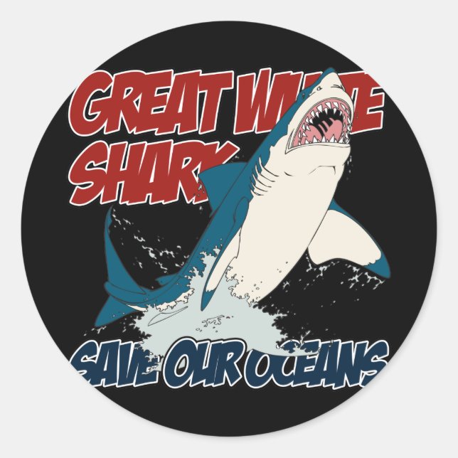 Sticker Rond Grand requin blanc (Devant)