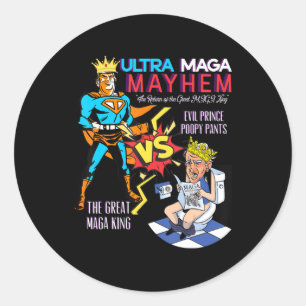 Sticker Rond Grand roi de la MAGA Donald Trump Biden USA UltrA