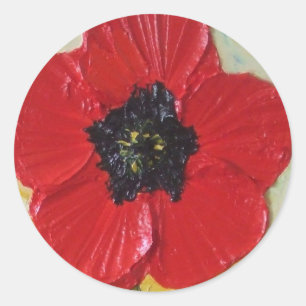 Sticker rond grand rouge Poppy II