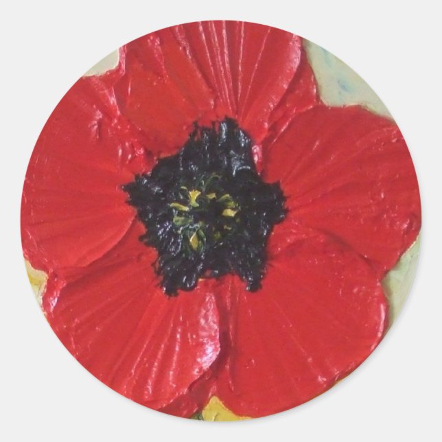 Sticker rond grand rouge Poppy II (Devant)
