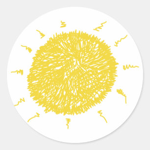 Sticker Rond Grand soleil jaune