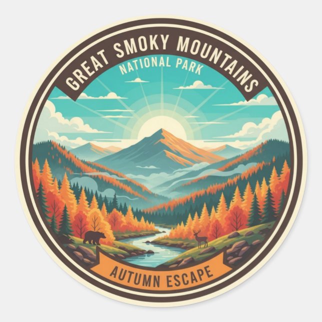 Sticker Rond Grand souvenir Smoky Mountains (Devant)