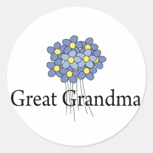 Sticker Rond Grand T-shirt de grand-maman de fleur assez bleue