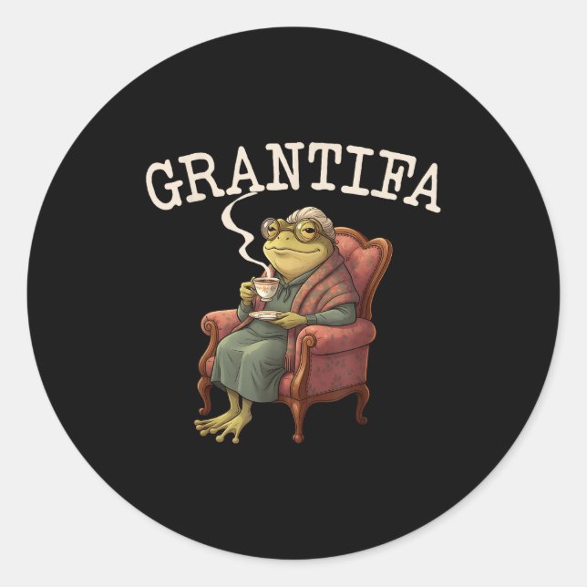 Sticker Rond Grand Tifa Frog Funny Graphic Men Women  (Devant)