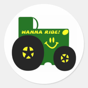 STICKER ROND GRAND TRACTEUR VERT