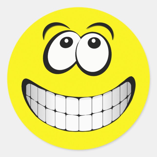 Sticker Rond Grand visage gris jaune (Devant)